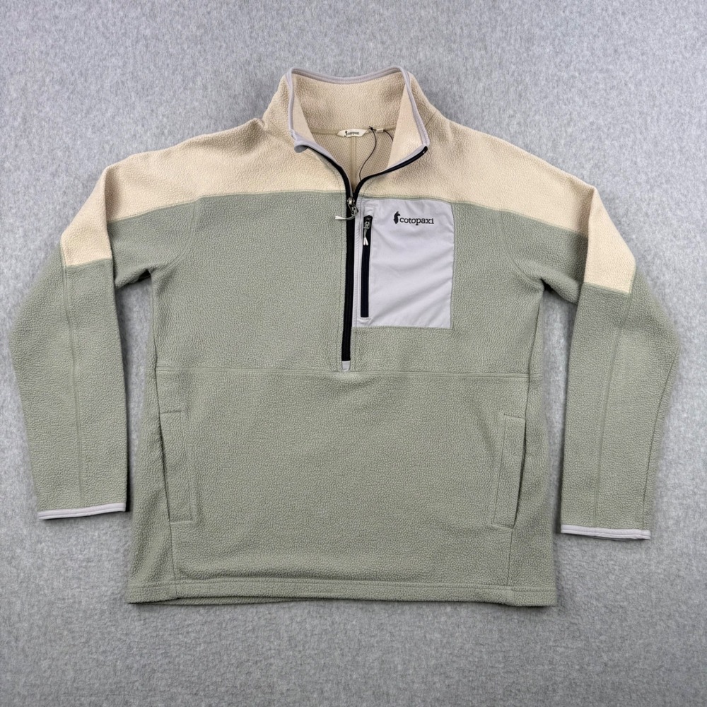 Cotopaxi Sweater Mens XL Green Cream Abrazo Fleece Half Zip Outdoor Pullover New